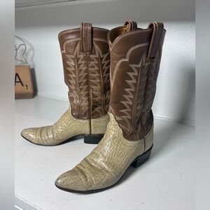 Vintage Tony Lama Gold Label Exotic Leather Western Cowboy Boots Women’s 6.5–7